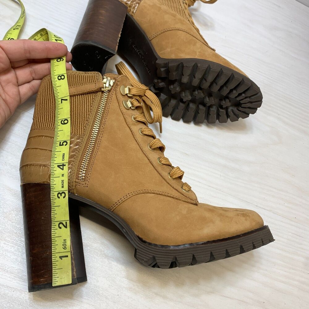 Gibson Latimer Combat Boots Women's Size 8M Brown Suede Side Zip Block Heel - Picture 10 of 12